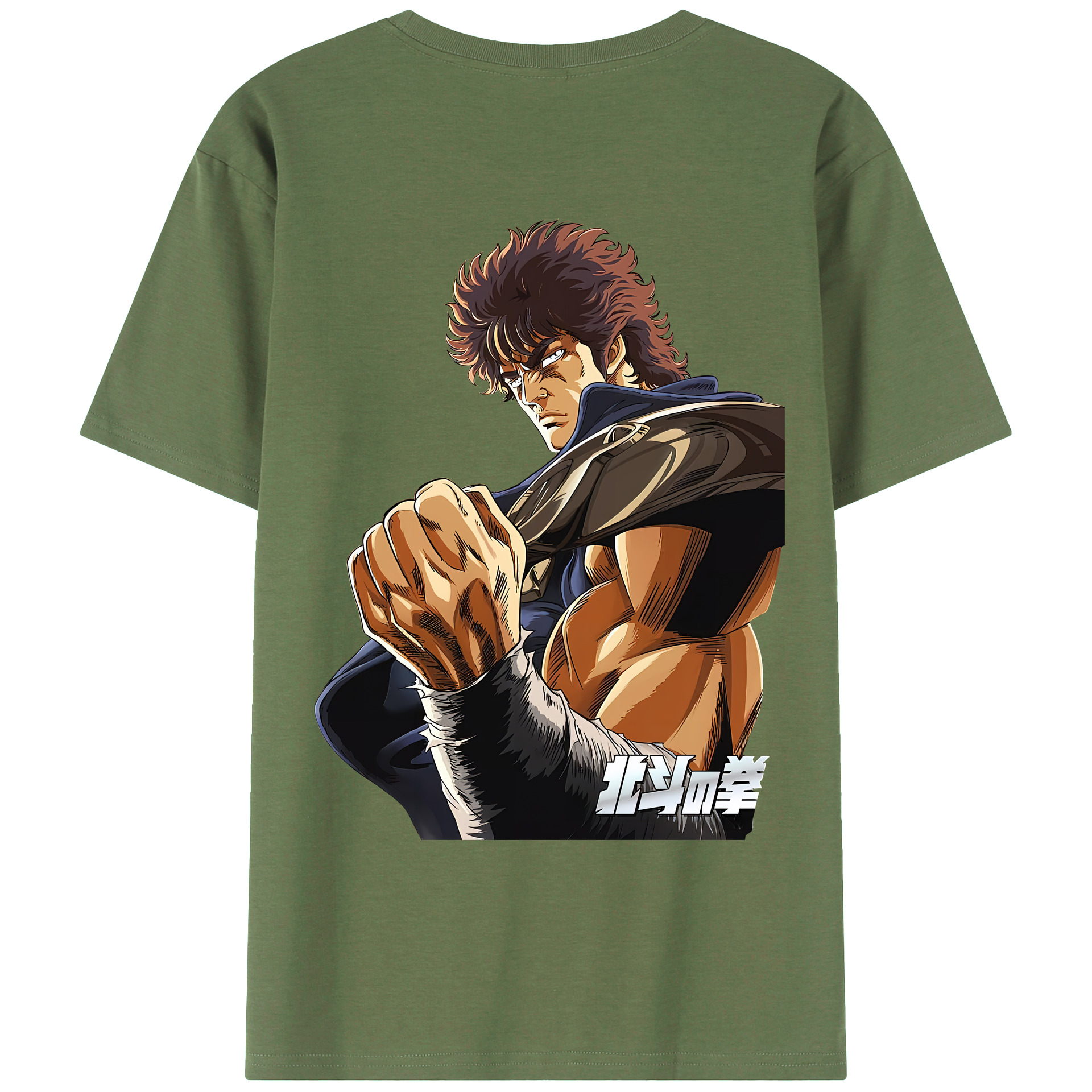 （画像用） 北斗の拳 Fist of the North Star 綿100％ メンズ半袖Tシャツ（バックプリント） 通気性